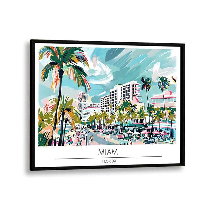 miami-florida travel posters in Black Plain Frame