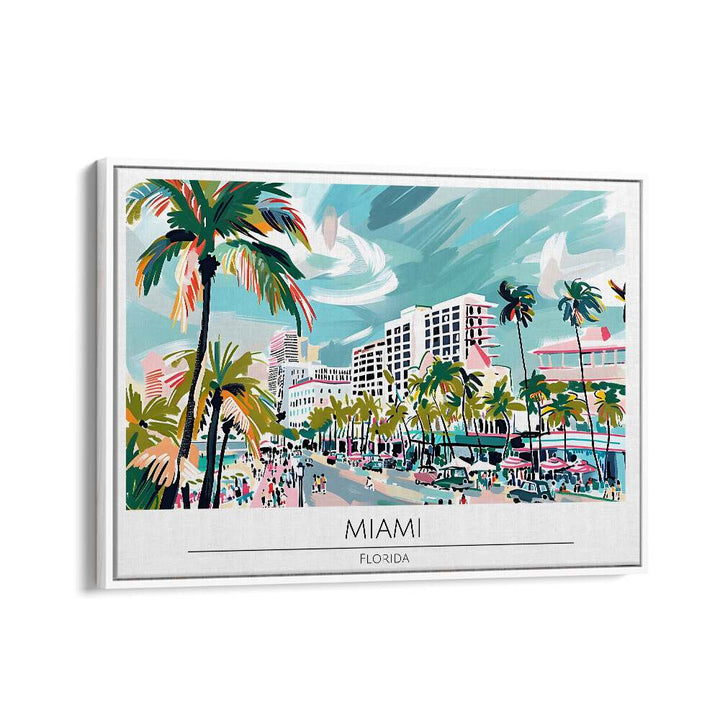 miami-florida travel posters in White Floater Frame
