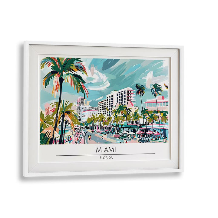 miami-florida travel posters in White Frame With Mount