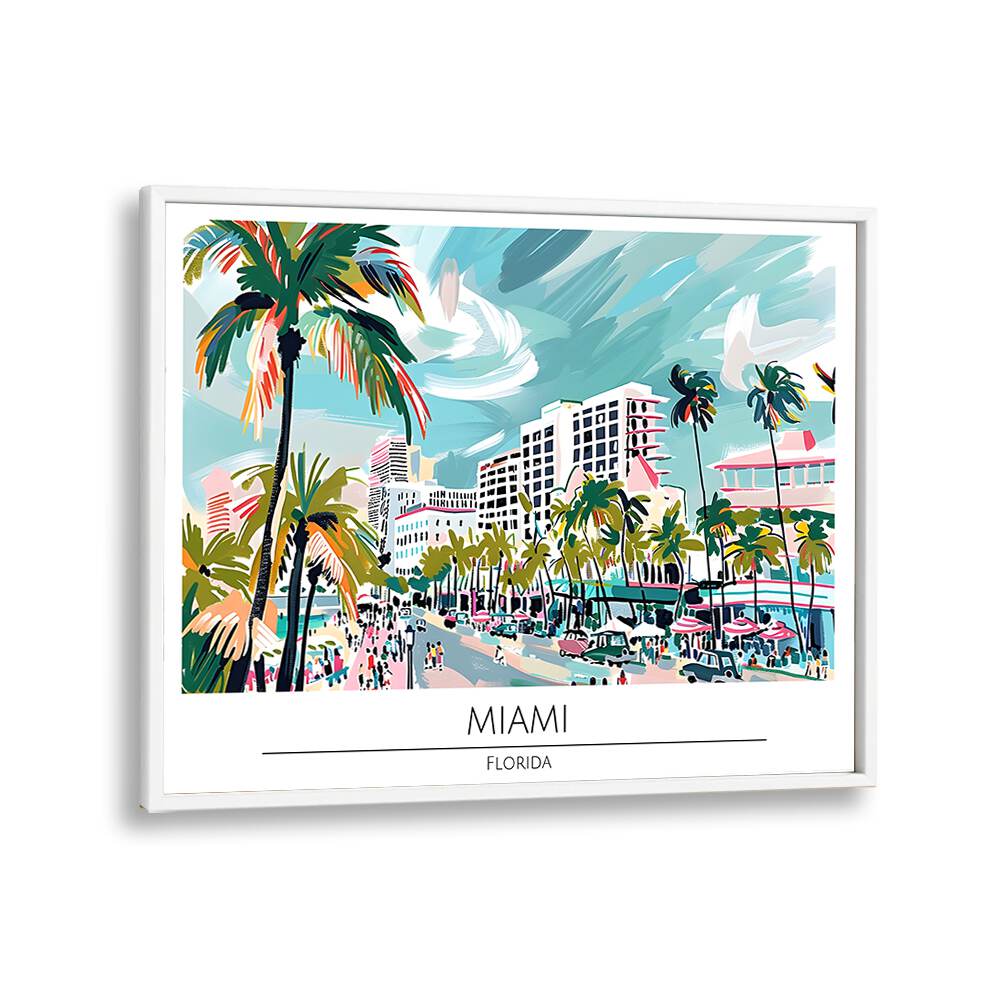 miami-florida travel posters in White Plain Frame