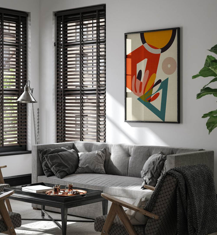 Vibrant MID CENTURY CIRQUE II, ABSTRACT PAINTINGS by Ana Rut Bre enhances modern interiors with stunning artistry.