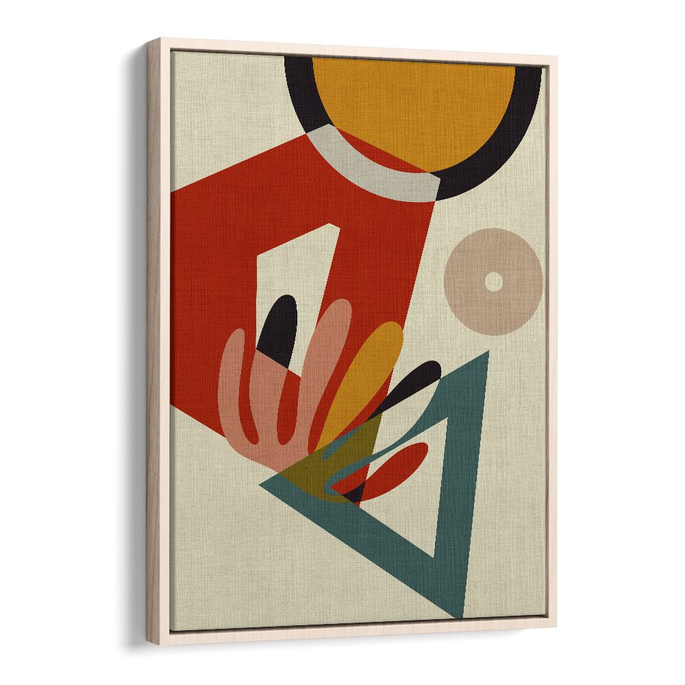 Vibrant MID CENTURY CIRQUE II, ABSTRACT PAINTINGS by Ana Rut Bre, framed in oak, perfect for modern spaces.
