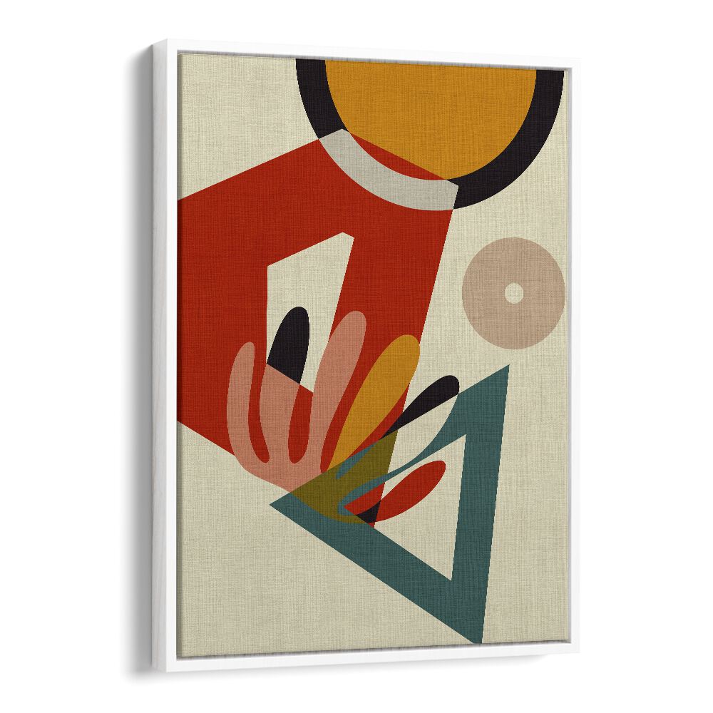 Vibrant MID CENTURY CIRQUE II, ABSTRACT PAINTINGS by Ana Rut Bre, adds modern flair to your space in a white floater frame.