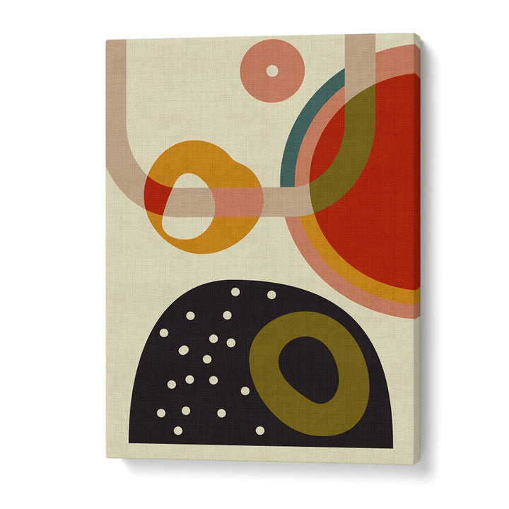 Colorful shapes and patterns in MID CENTURY CIRQUE IV KOPIE, ABSTRACT PAINTINGS by Ana Rut Bre for a chic decor accent.