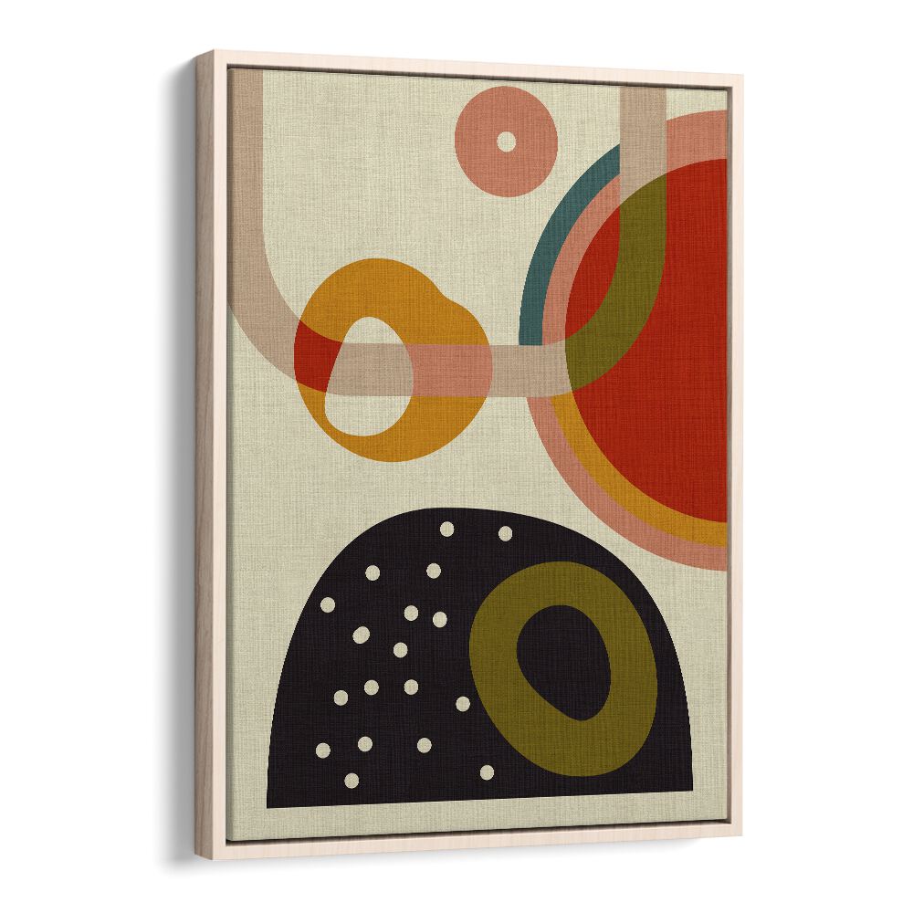 Mid Century Cirque IV Kopie, abstract paintings by Ana Rut Bre, featuring vibrant colors and modern design in a floater frame.