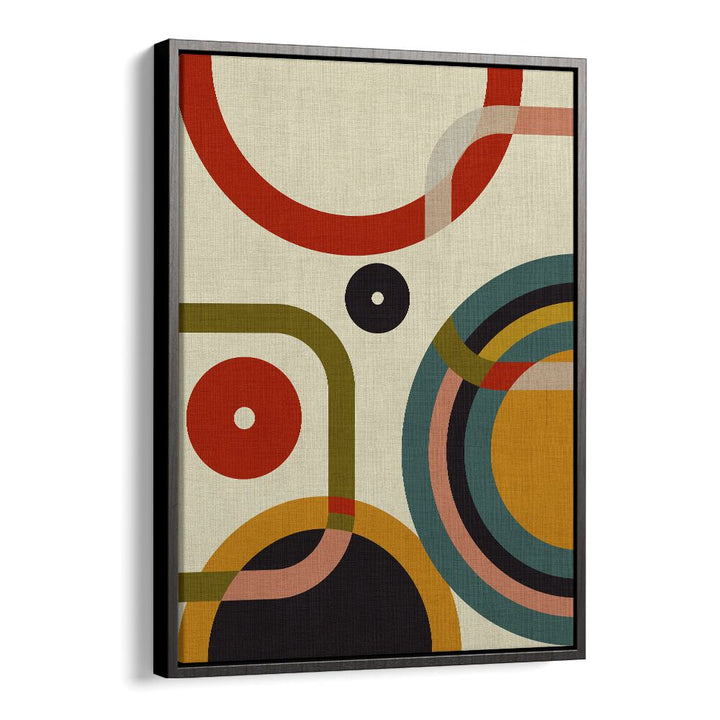 Colorful geometric shapes define the MID CENTURY CIRQUE, ABSTRACT PAINTINGS by Ana Rut Bre, enhancing modern elegance.