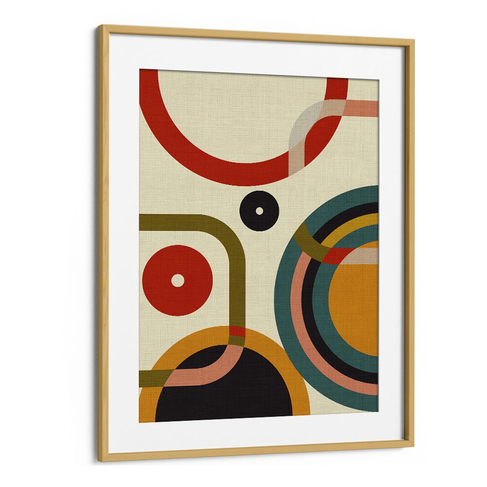 Stunning MID CENTURY CIRQUE, ABSTRACT PAINTINGS by Ana Rut Bre, framed in oak, perfect for modern elegance.
