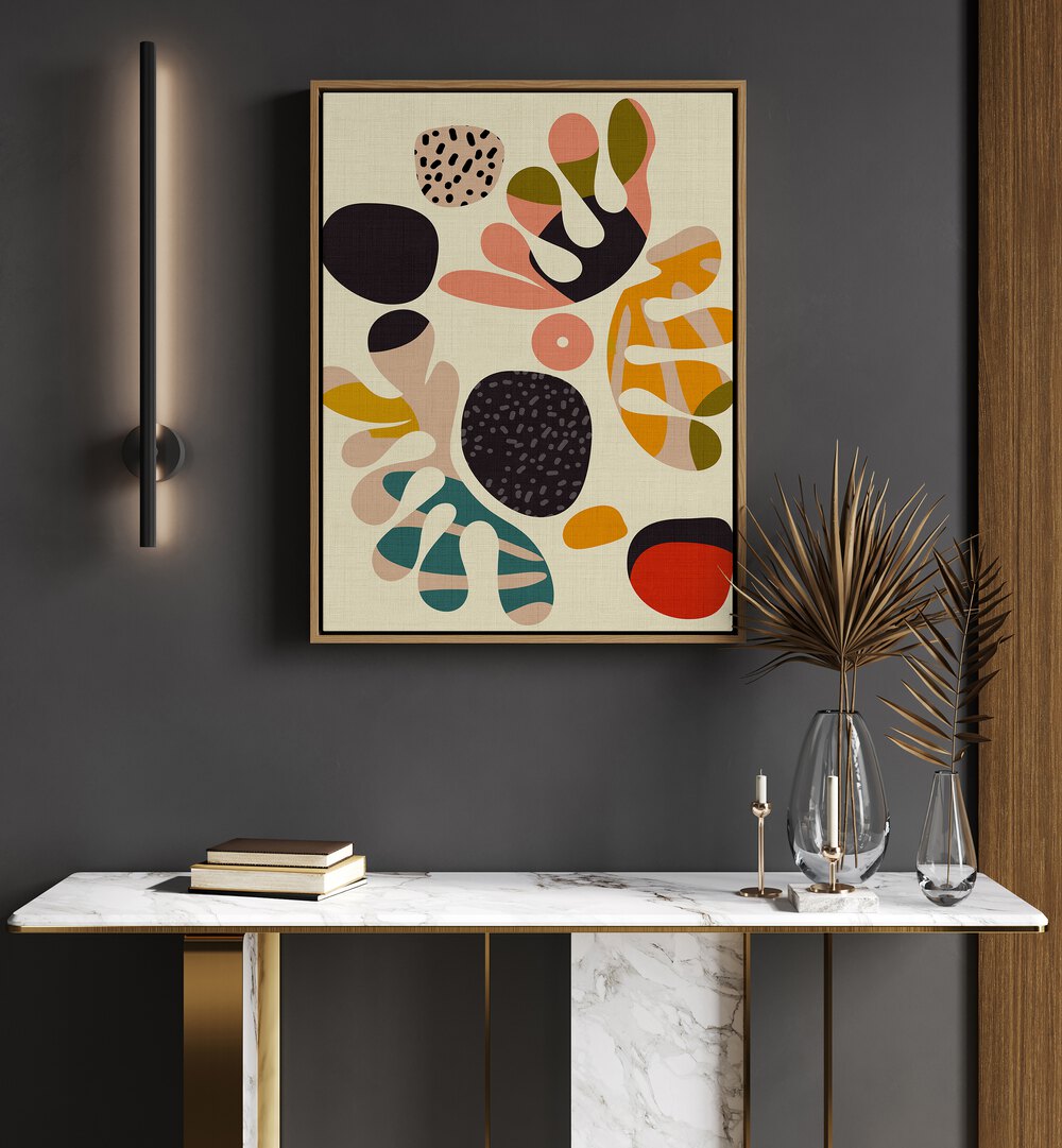 Bright and captivating MID CENTURY CUT OUTS II, ABSTRACT PAINTINGS by Ana Rut Bre, perfect for modern home decor.