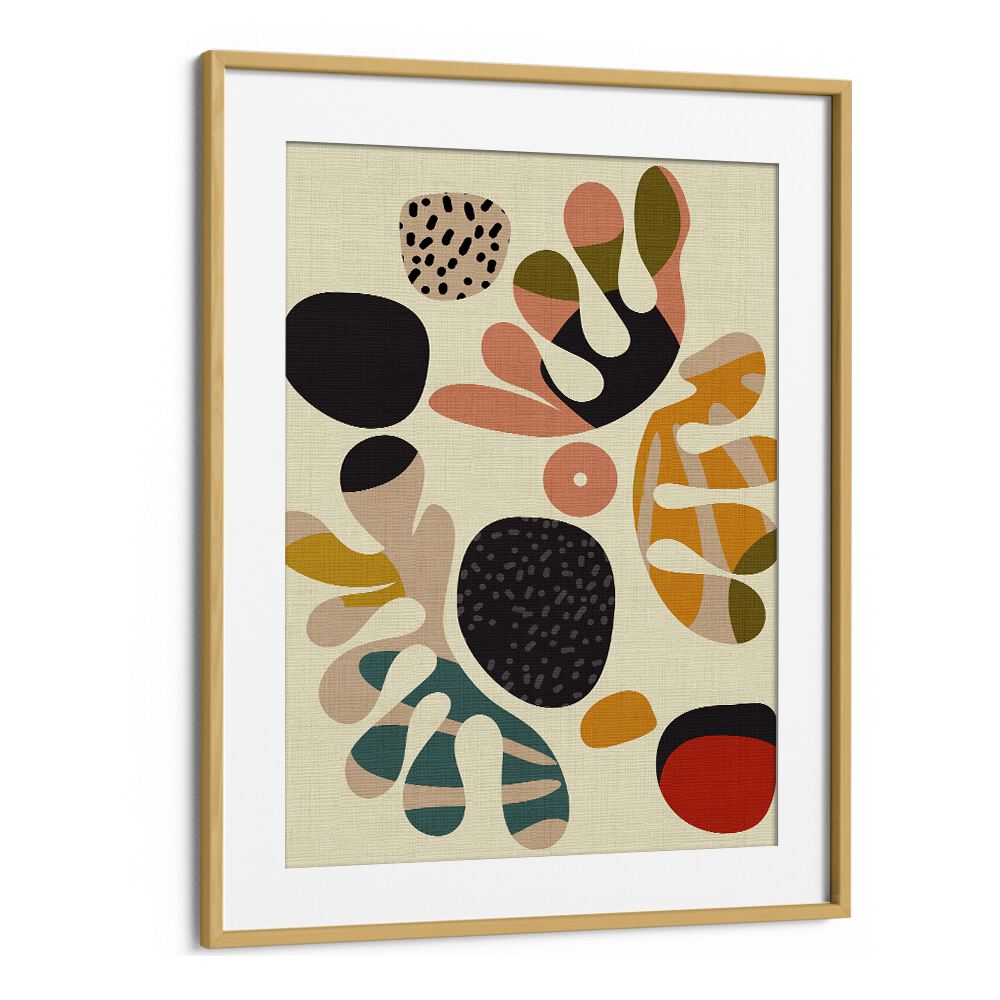 Elevate your decor with MID CENTURY CUT OUTS II, ABSTRACT PAINTINGS by Ana Rut Bre in a stylish oak frame.