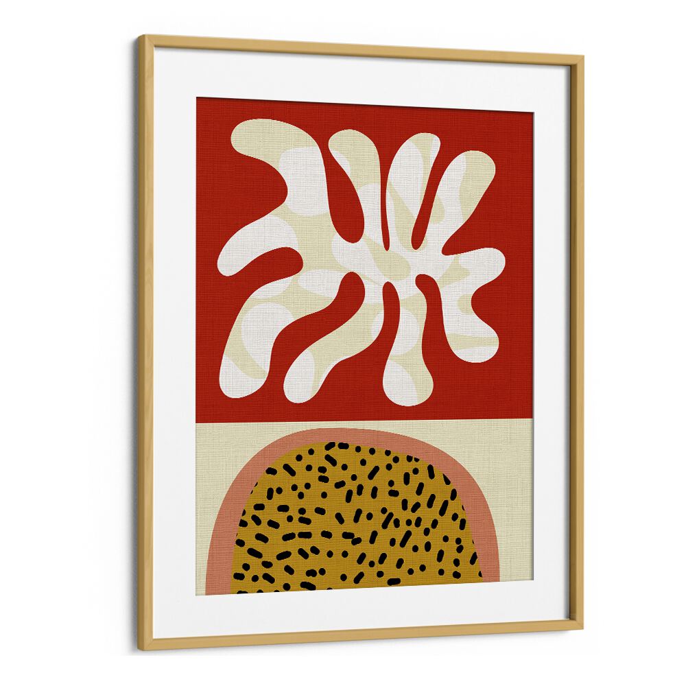 Mid Century Cut Outs, abstract paintings by Ana Rut Bre, elegantly framed in oak wood for modern decor.