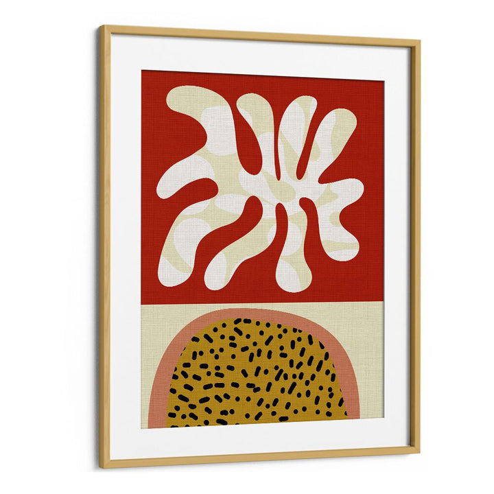 Mid Century Cut Outs, abstract paintings by Ana Rut Bre, elegantly framed in oak wood for modern decor.