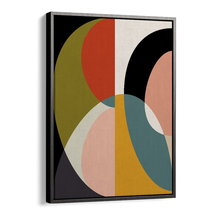 Explore MID CENTURY PASTEL XI, ABSTRACT PAINTINGS by Ana Rut Bre, showcasing vibrant colors in a stylish black frame.