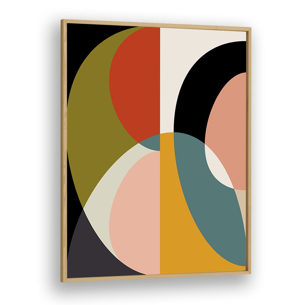 Mid Century Pastel XI, abstract paintings by Ana Rut Bre, showcasing vibrant colors in a modern oak frame.