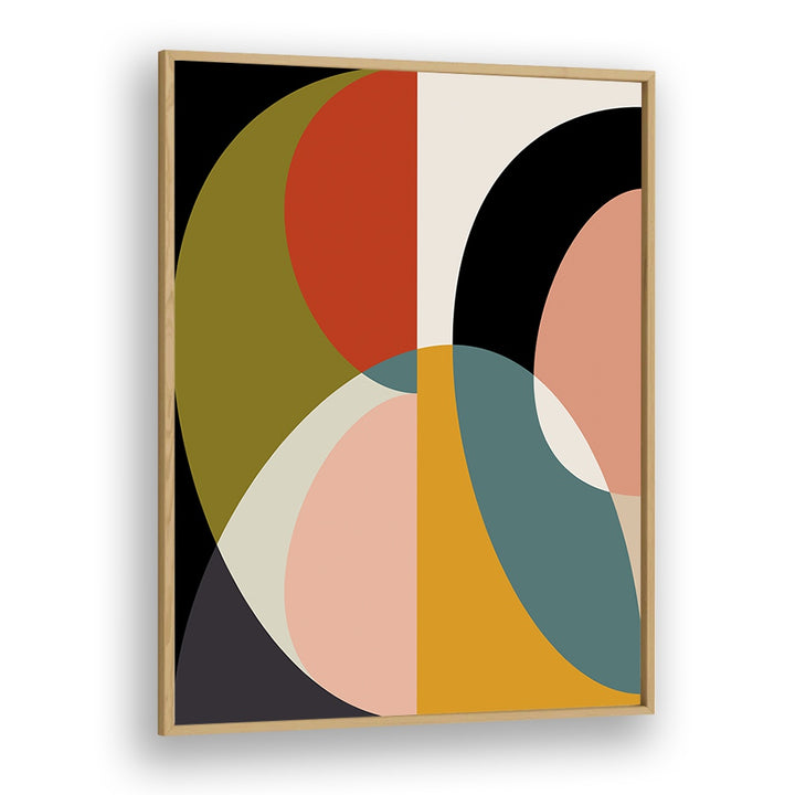 Mid Century Pastel XI, abstract paintings by Ana Rut Bre, showcasing vibrant colors in a modern oak frame.