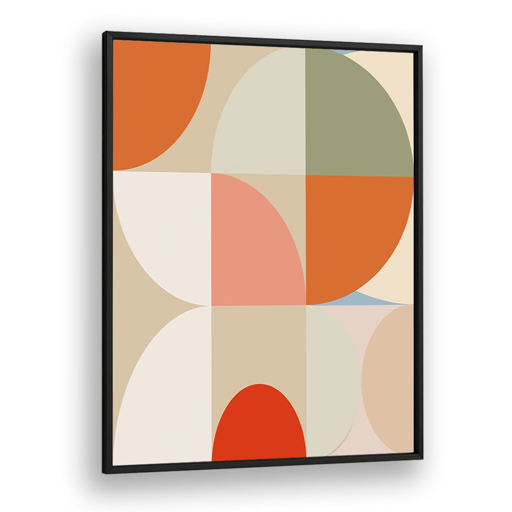 Stylish MID CENTURY PASTEL XII, ABSTRACT PAINTINGS in a sleek black frame, showcasing vibrant contemporary artistry.