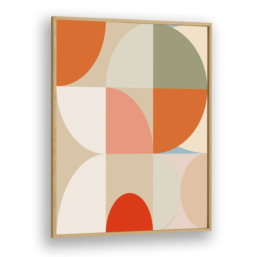 Vibrant MID CENTURY PASTEL XII, ABSTRACT PAINTINGS by Ana Rut Bre in an elegant oak frame, perfect for contemporary decor.