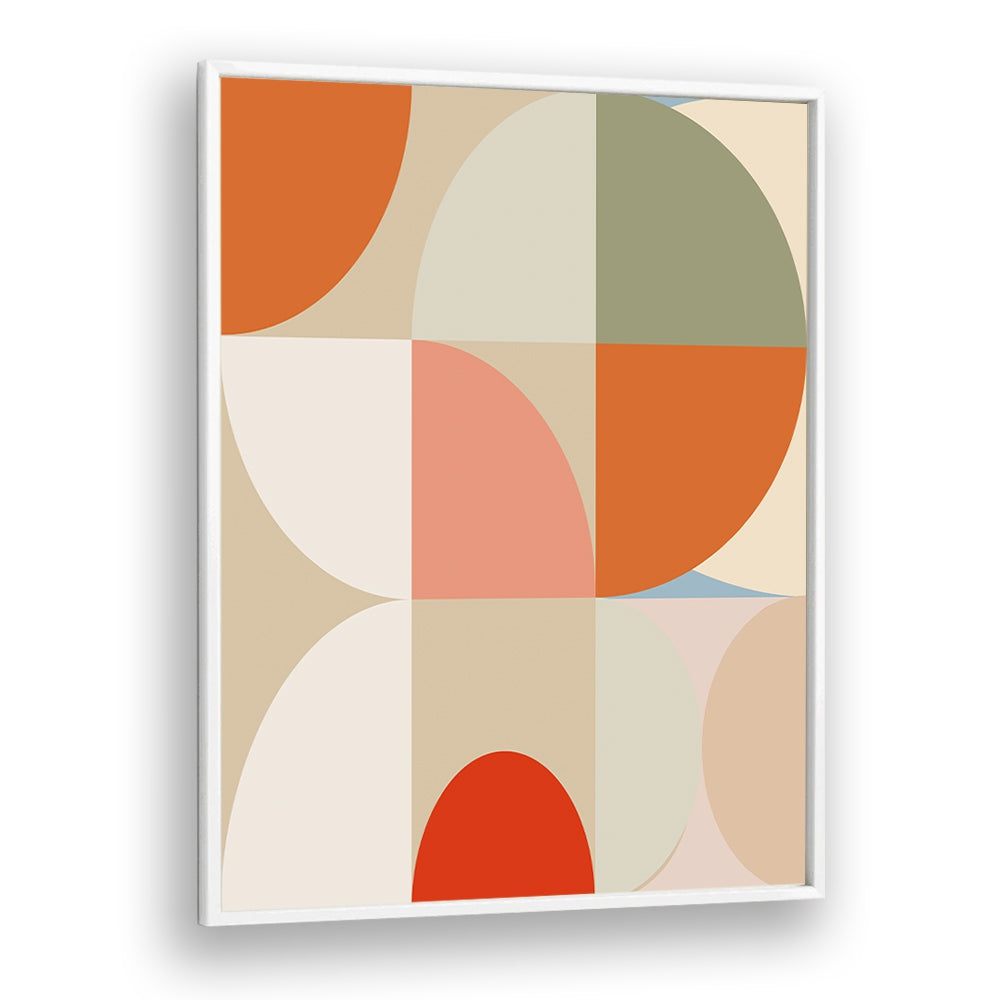 Stylish abstract design in soft pastels, "MID CENTURY PASTEL XII, ABSTRACT PAINTINGS" by Ana Rut Bre, framed elegantly.