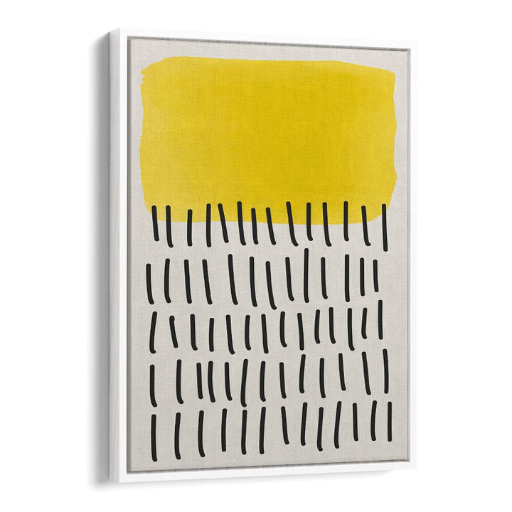 Bright yellow and black geometric design in a white frame, showcasing MINIMAL ABSTRACT SERIES III, BOHO ART PRINTS.