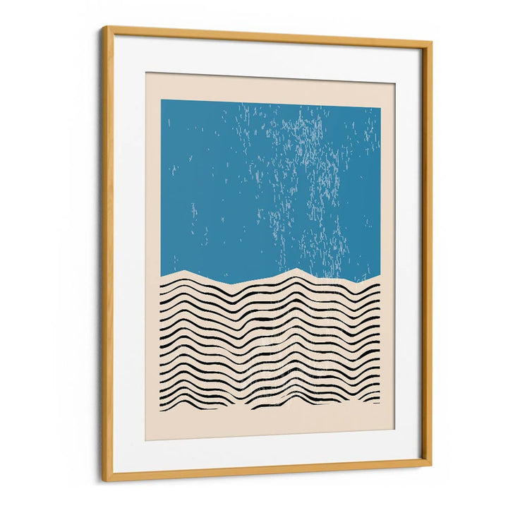 Minimal Shapes Series XXI by Jay Stanley features abstract art with elegant lines in a stylish oak frame.