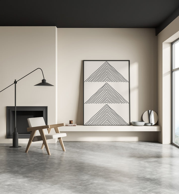 Stylish interior showcasing MINIMALISM EXPRESSION II, GEOMETRIC ART PRINTS by Jay Stanley, perfect for modern decor.