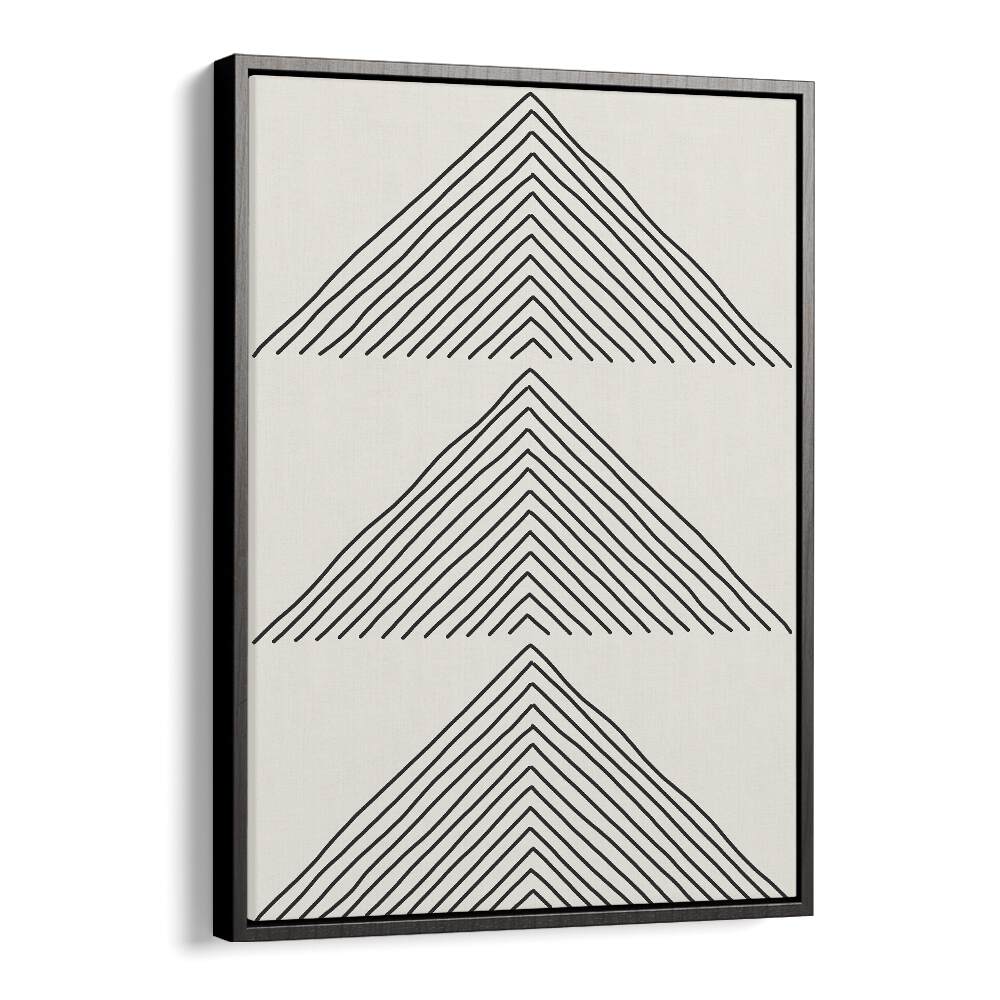 Minimalism Expression II, geometric art prints featuring striking black lines in a modern floater frame by Jay Stanley.
