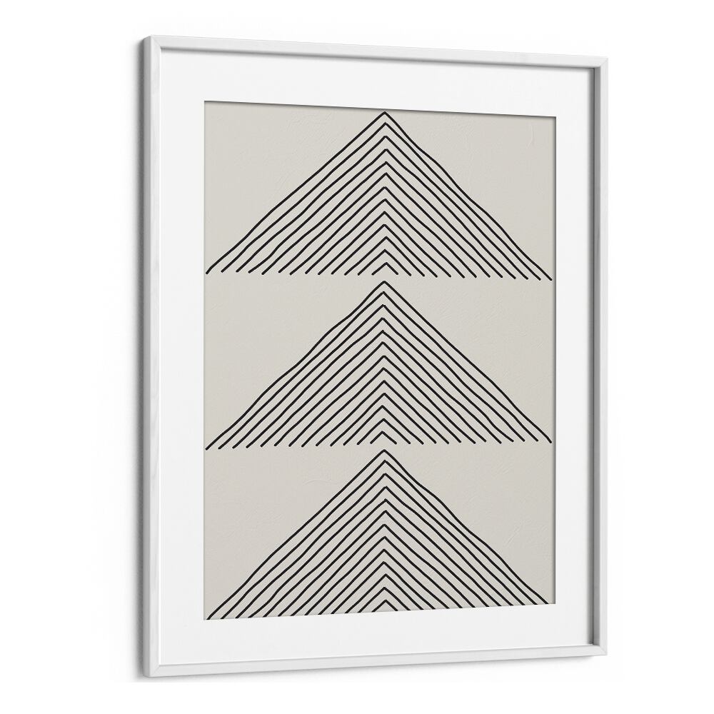 Minimalism Expression II, geometric art prints featuring striking black lines in a modern white frame by Jay Stanley.