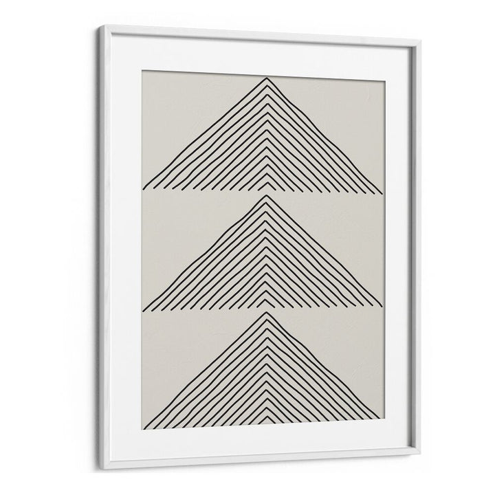 Minimalism Expression II, geometric art prints featuring striking black lines in a modern white frame by Jay Stanley.