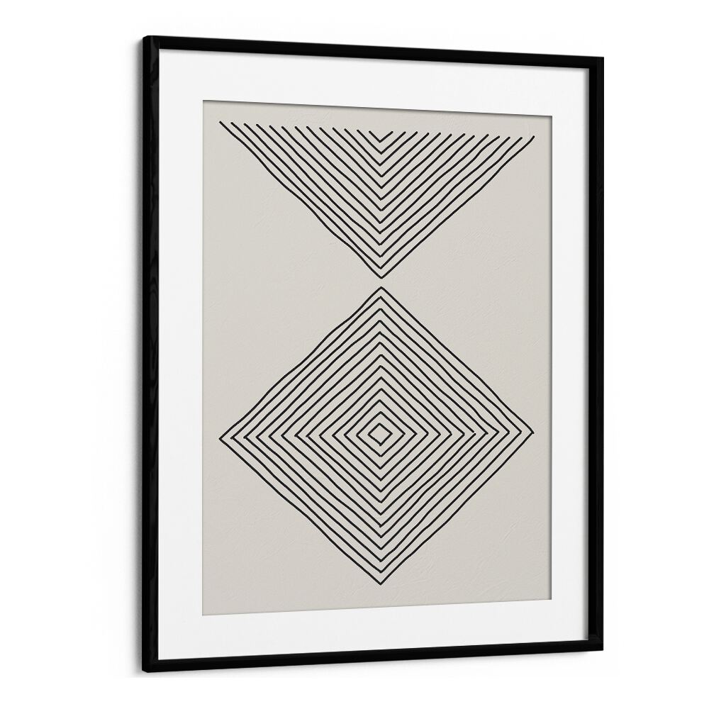 Minimalism Expression III, geometric art prints by Jay Stanley, showcasing elegant black lines in a sleek frame.
