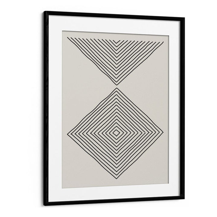 Minimalism Expression III, geometric art prints by Jay Stanley, showcasing elegant black lines in a sleek frame.