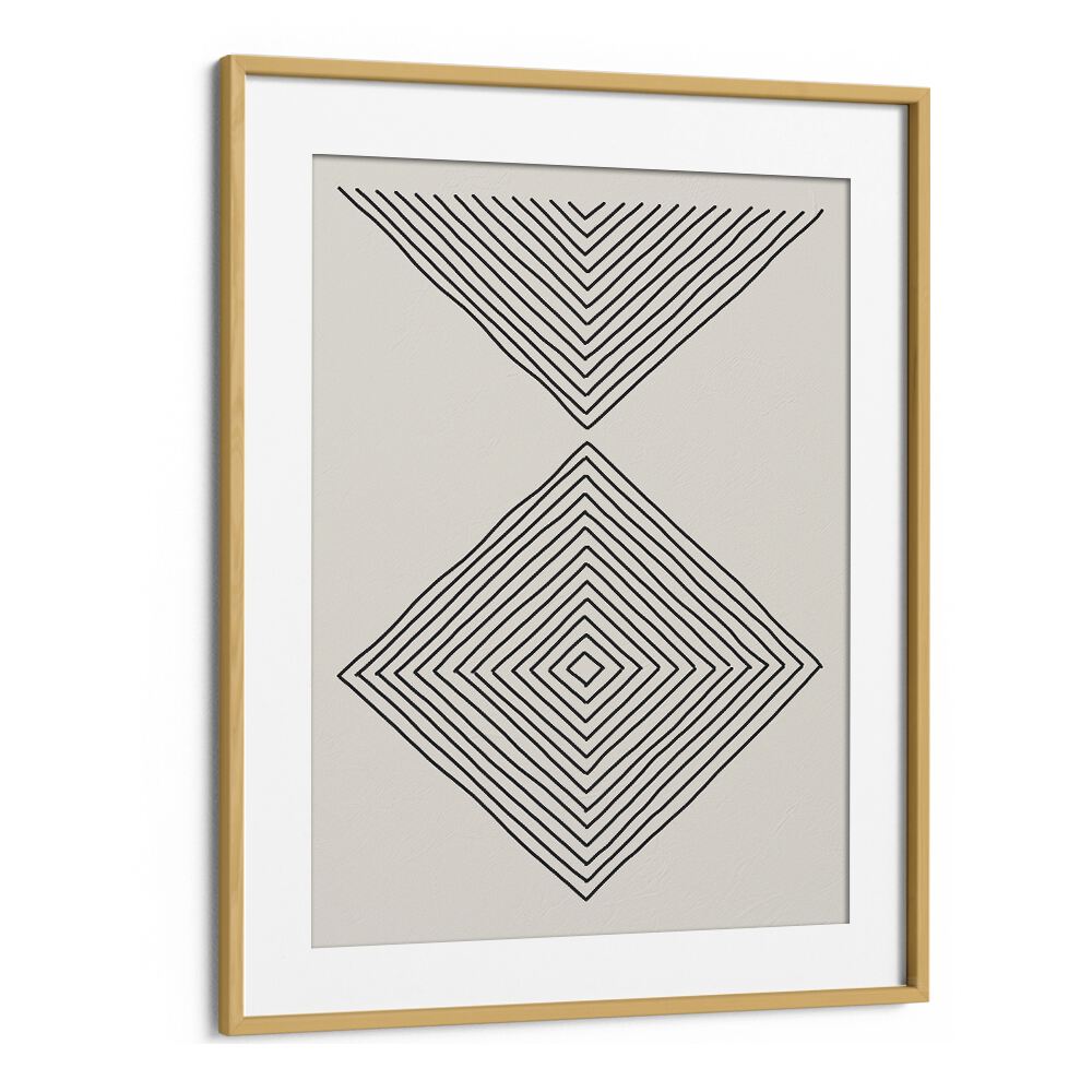Showcase sophistication with MINIMALISM EXPRESSION III, GEOMETRIC ART PRINTS by Jay Stanley in an elegant oak frame.