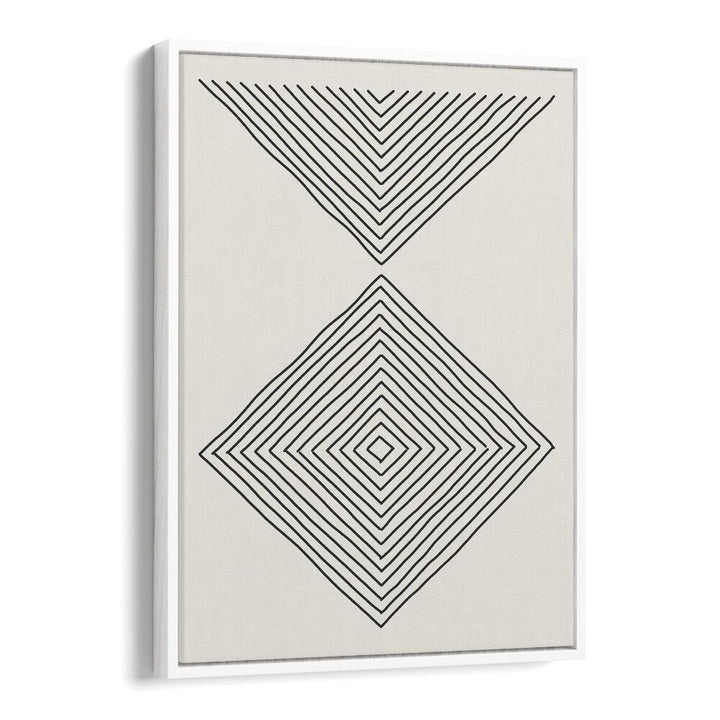 Minimalism Expression III showcases elegant geometric lines in a white floater frame, perfect for modern decor.