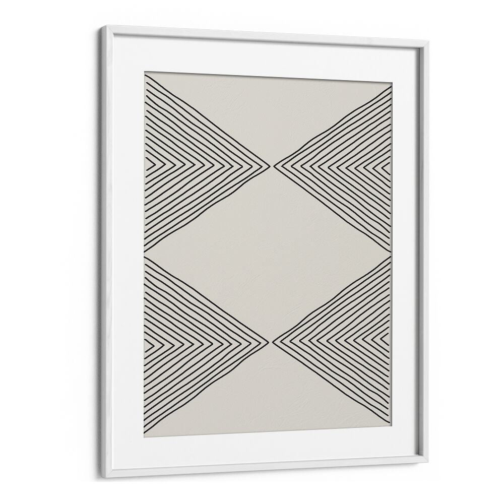 Minimalism Expression IV, geometric art prints showcasing elegant lines and shapes in a sleek white frame by Jay Stanley.