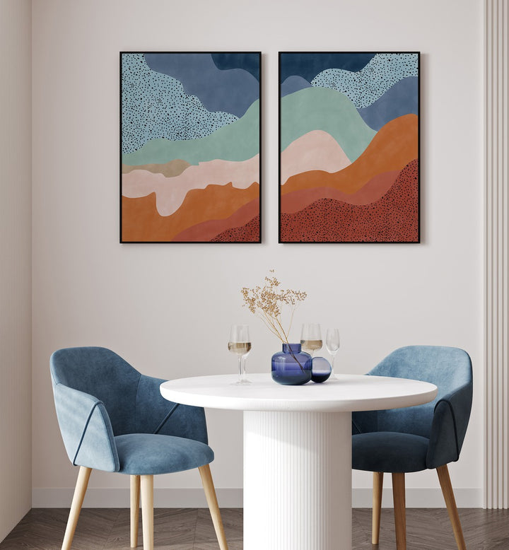 Elevate your decor with MISTY RADIANCE, SET OF 2 PAINTINGS, showcasing vibrant colors and ethereal light.