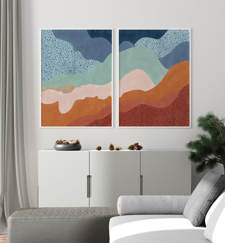 Transform your space with MISTY RADIANCE, SET OF 2 PAINTINGS, featuring vibrant colors and ethereal designs.