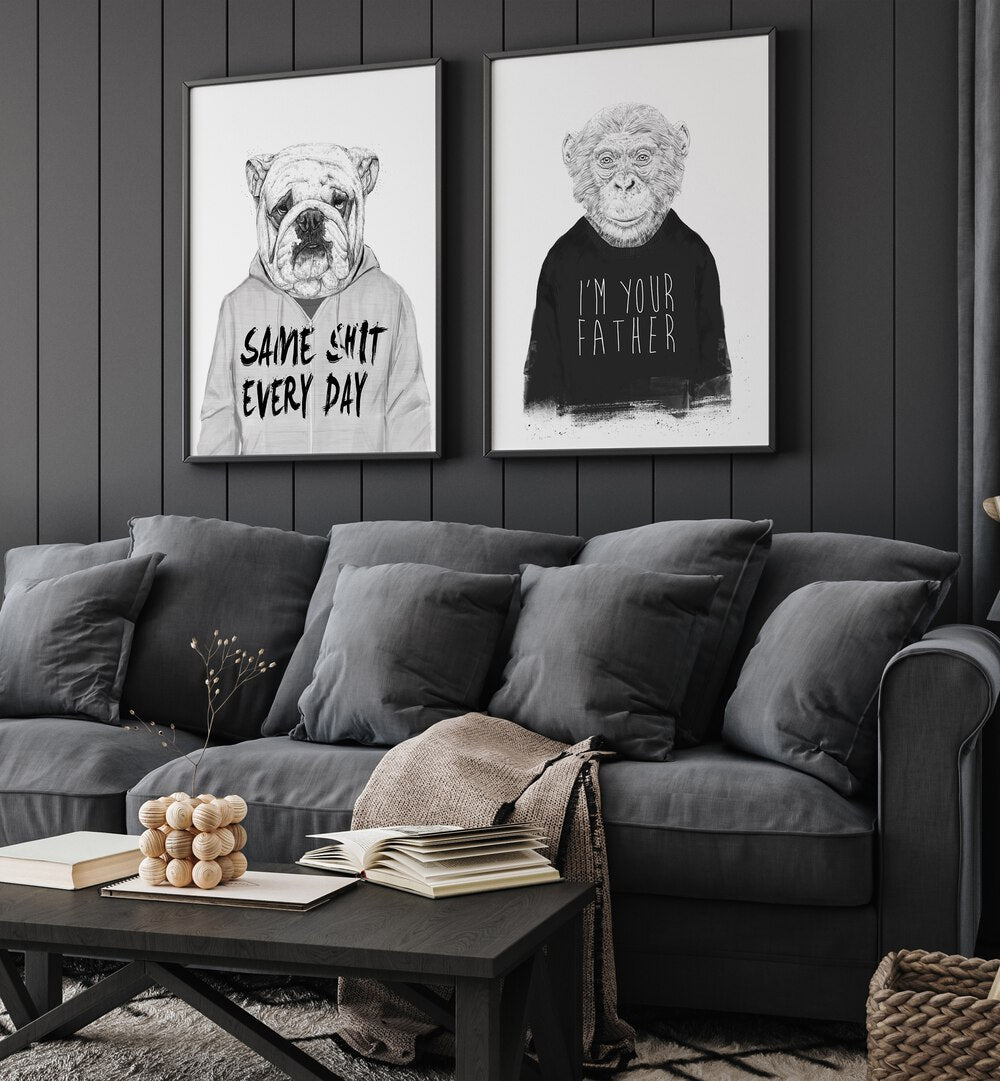 Whimsical MONKEY SET, SET OF 2 PAINTINGS enhances your decor with playful monkey designs, perfect for any space.