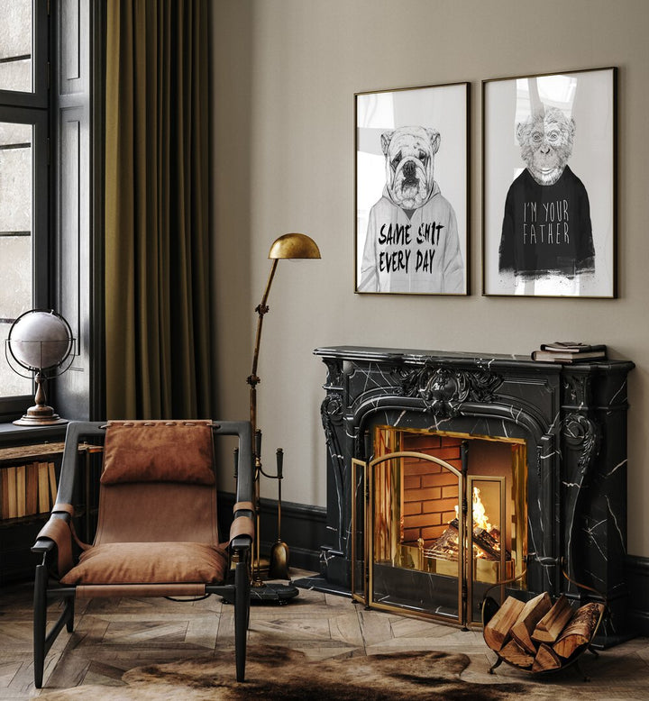 Stylish decor featuring the MONKEY SET, SET OF 2 PAINTINGS, bringing a playful touch to your home.