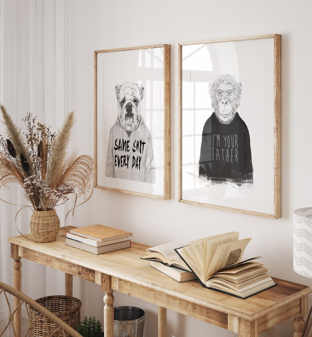 Whimsical MONKEY SET, SET OF 2 PAINTINGS brightens home decor with playful monkey designs for a charming touch.