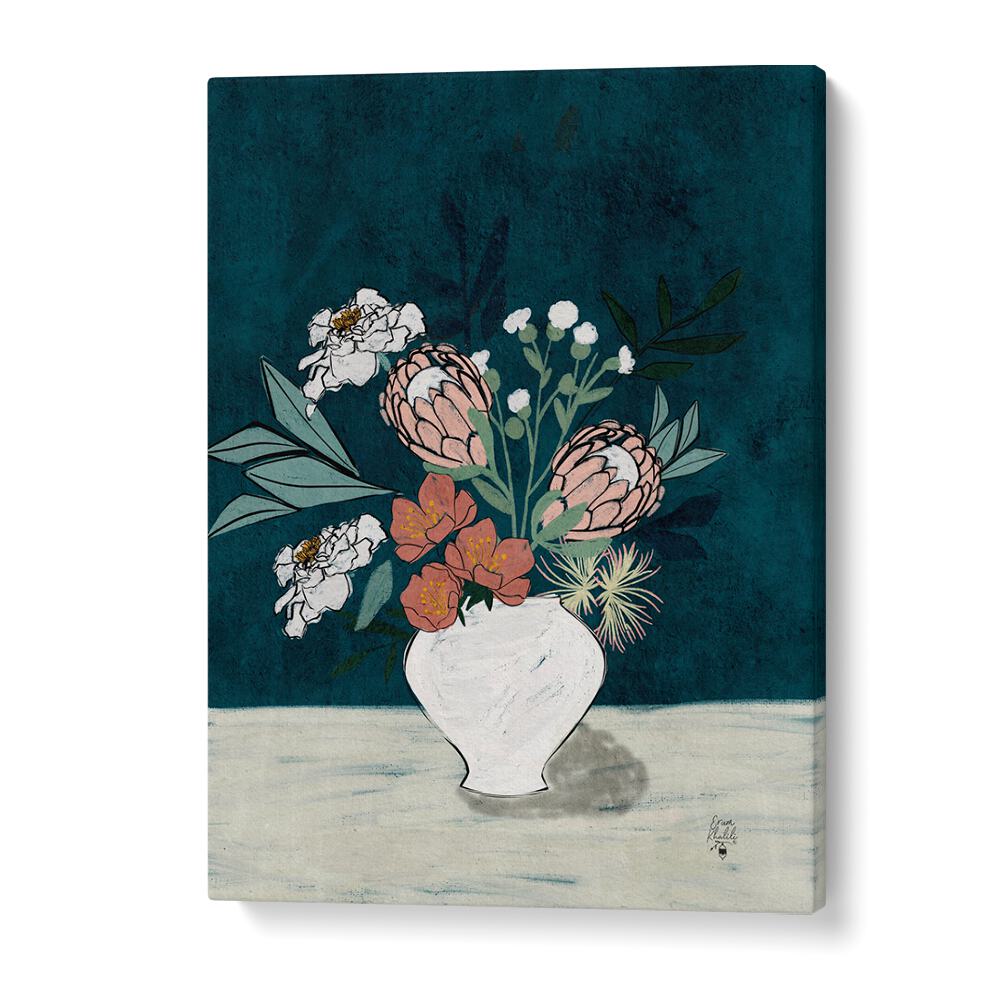 Beautiful MOODY FLORAL I, FLORAL FLOWER PAINTINGS, featuring vibrant blooms in a striking vase for stunning decor.