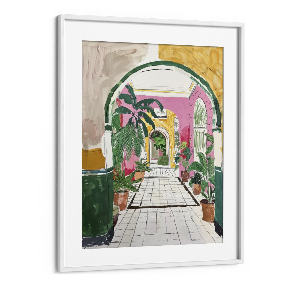 Vibrant Mystic Meadow art print in a white frame, perfect for enhancing your living space with electric colors.