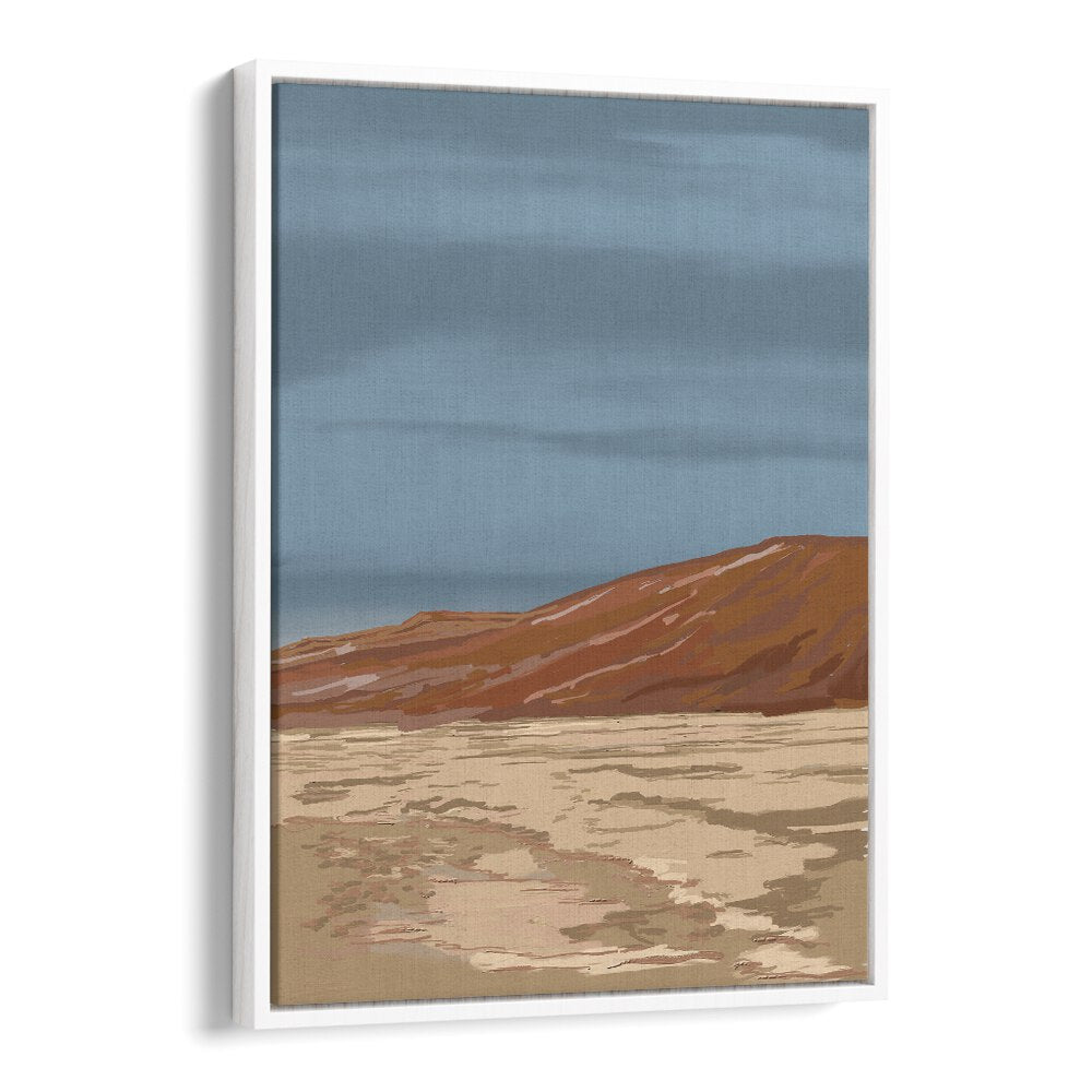 Stunning NAMIBIAN DUNES, LANDSCAPE PAINTINGS in a white floater frame, perfect for transforming your space.