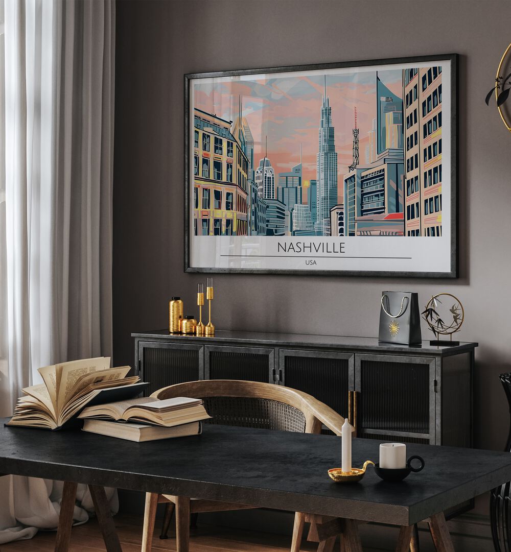 nashville city-usa travel posters Artwork I placed on a Wall
