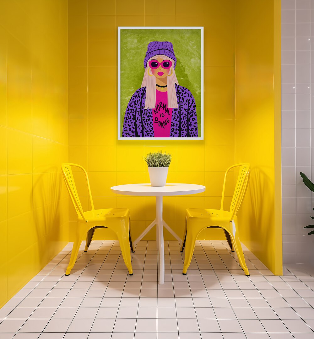 Transform your space with NORMAL IS BORING, FASHION POSTERS by Raissa Oltmanns, showcasing modern elegance and creativity.