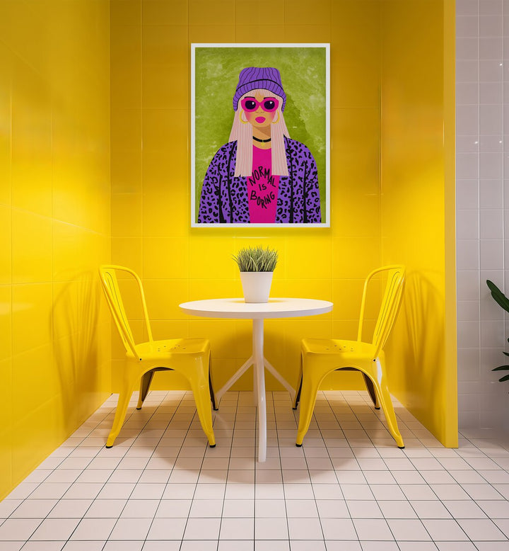 Transform your space with NORMAL IS BORING, FASHION POSTERS by Raissa Oltmanns, showcasing modern elegance and creativity.