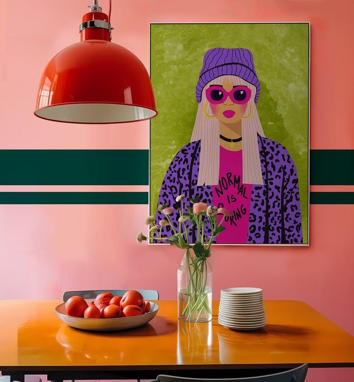 Transform your space with NORMAL IS BORING, FASHION POSTERS by Raissa Oltmanns, showcasing vibrant creativity and elegance.