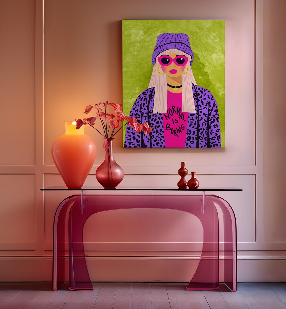 Brighten your space with NORMAL IS BORING, FASHION POSTERS by Raissa Oltmanns, showcasing bold creativity and modern style.
