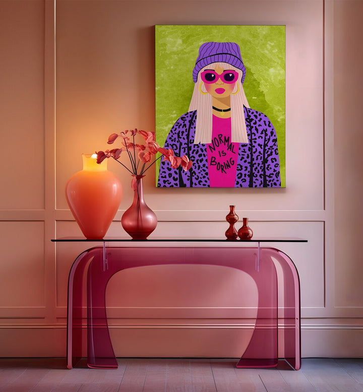 Brighten your space with NORMAL IS BORING, FASHION POSTERS by Raissa Oltmanns, showcasing bold creativity and modern style.