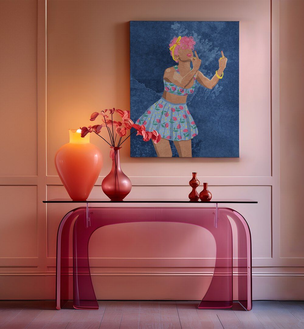 Bold and colorful "Not Your Girl" fashion poster by Raissa Oltmanns, perfect for modern home decor.