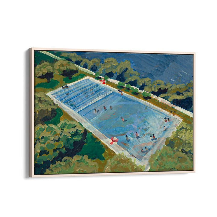 Vibrant AUSTIN DEEP SWIMMING POOL , LANDSCAPE PAINTINGS showcasing serene pool scenes and lush greenery. Perfect for decor.