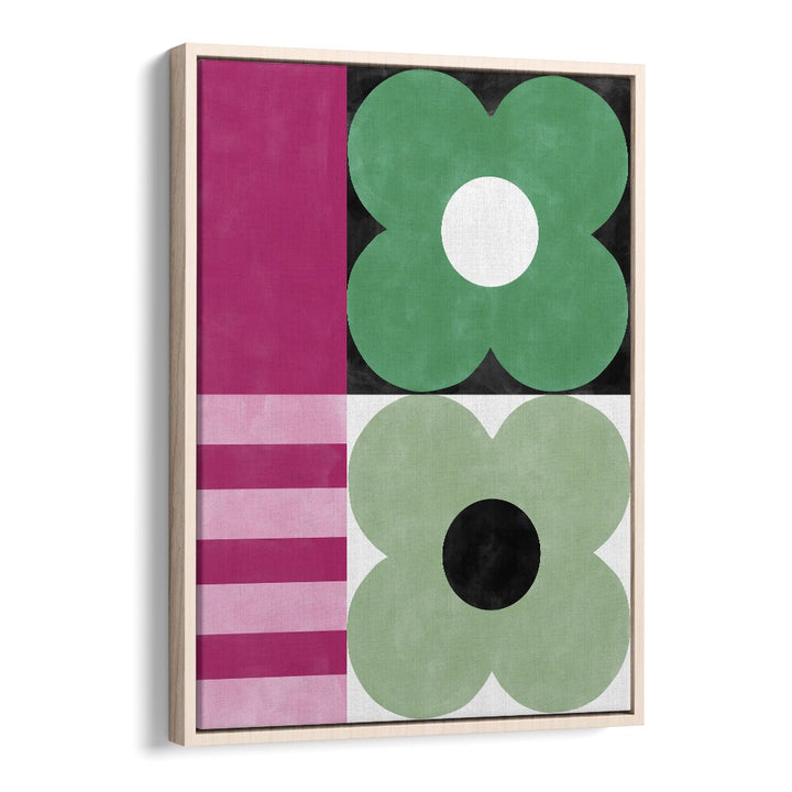 Colorful geometric design featuring floral motifs, part of the MIRRORING FLOWERS, FLORAL FLOWER PAINTINGS collection.