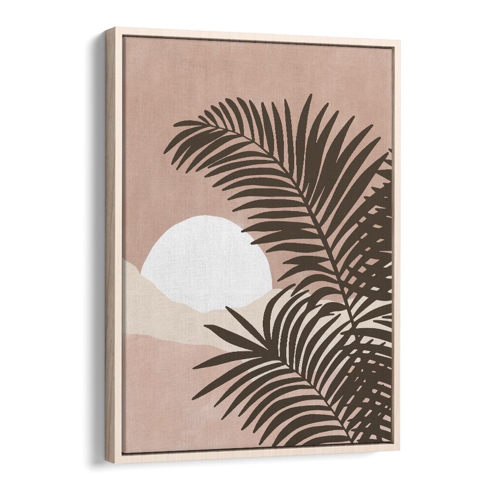 Stunning SERENE VIEW, BOHO ART PAINTINGS featuring palm leaves and a calming sunset, perfect for your home by Elena Ristova.